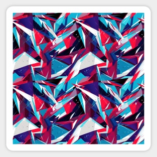Cubist Harmony: Modern Geometric Dance in Pink, Blue, and Violet Sticker
